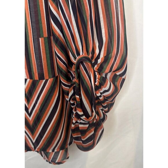 CAbi Women’s Colorful Striped Sheer Balloon Sleeve Ultimate Blouse Top Sz S - Picture 3 of 9